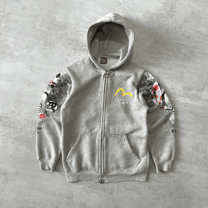 RARE 1990s zip heavyweight emboredired hoodie-OSI