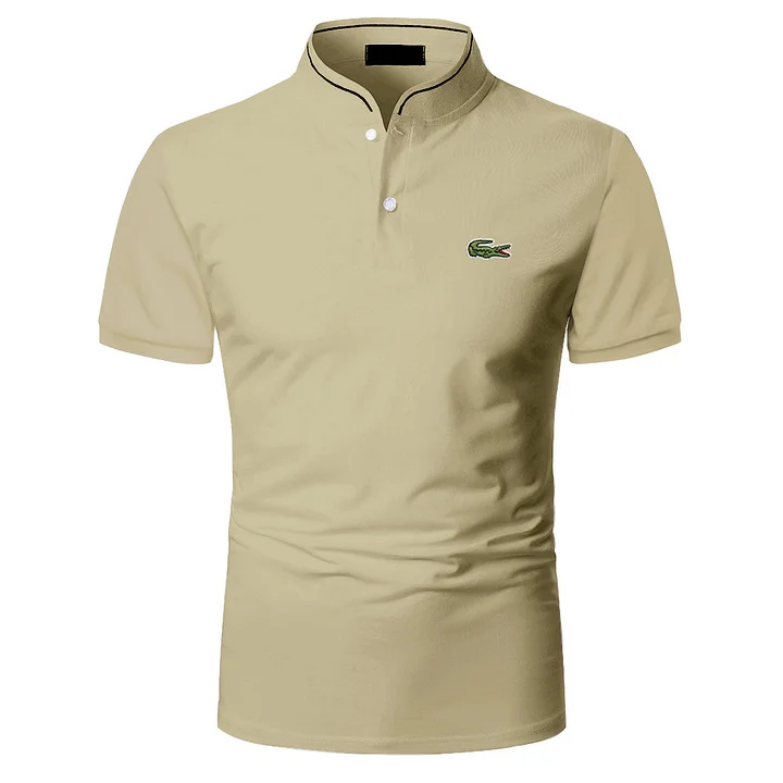 Men's Solid Color Short Sleeve Polo Shirt-OSI