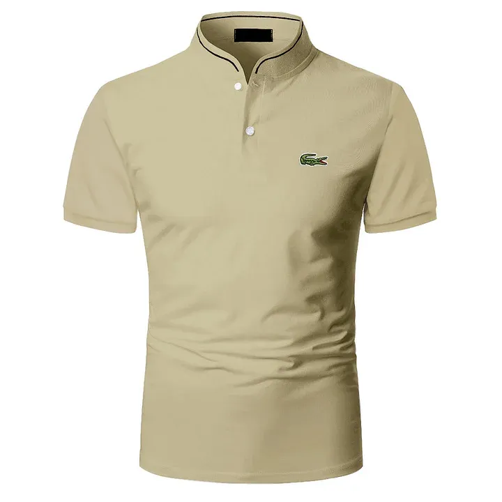 Men's Solid Color Short Sleeve Polo Shirt-OSI