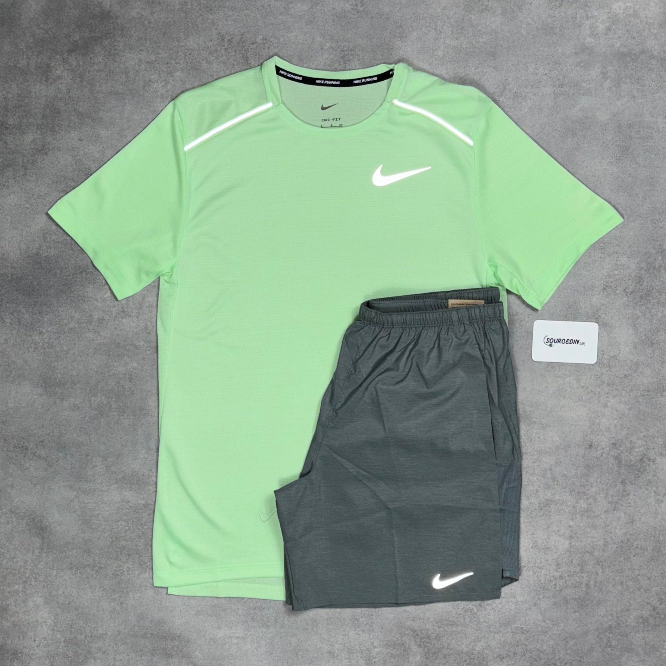 Miler T-Shirt Vapour Gren & Grey/Black 7" Challenger/Flex Short Set-OSI