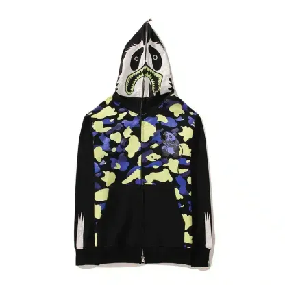 Camouflage Zipper  Shark Hoodie-OSI