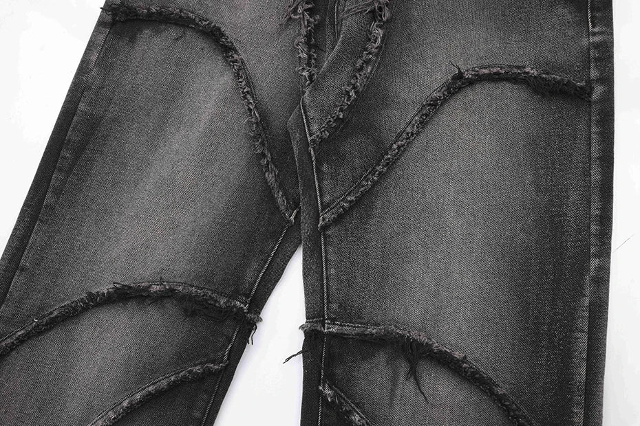 Crisscross Stitch Baggy Jeans-OSI