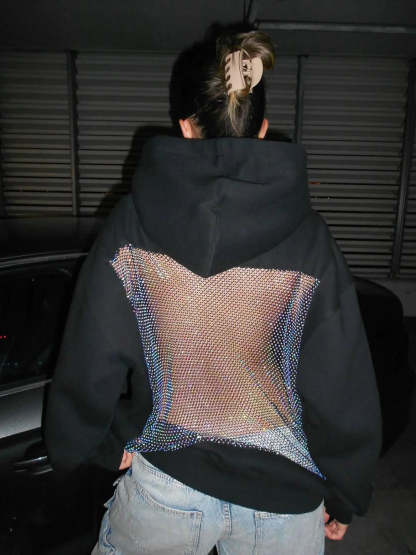 Backstage Crystal-Mesh Hoodie-OSI
