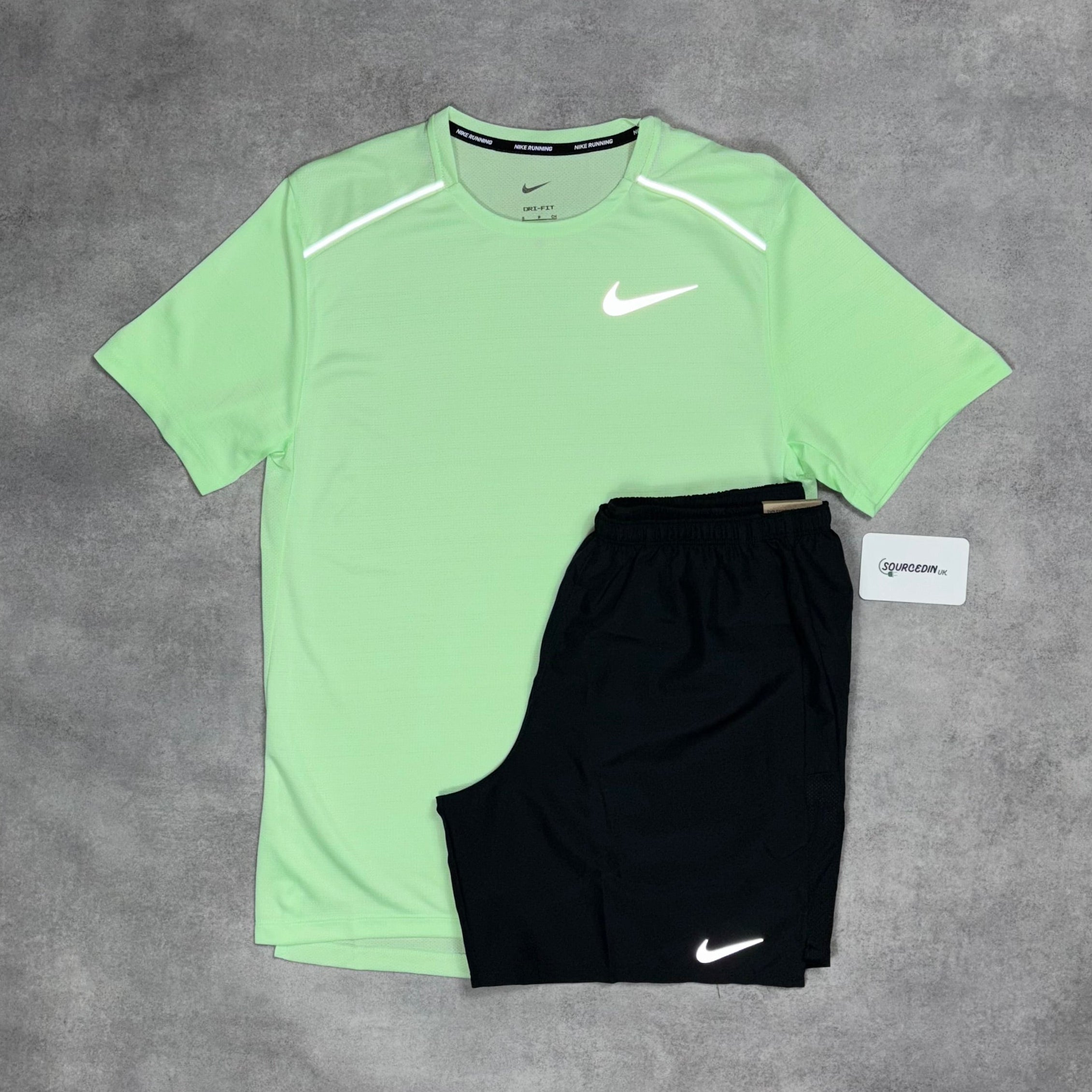 Miler T-Shirt Vapour Gren & Grey/Black 7" Challenger/Flex Short Set-OSI
