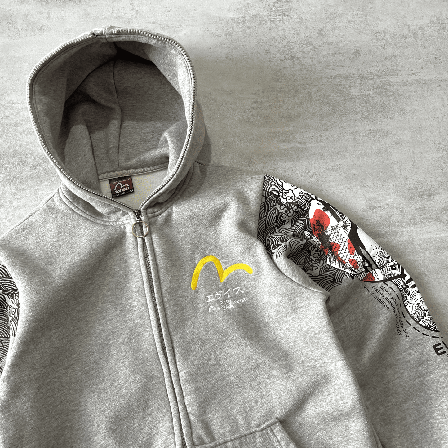 RARE 1990s zip heavyweight emboredired hoodie-OSI