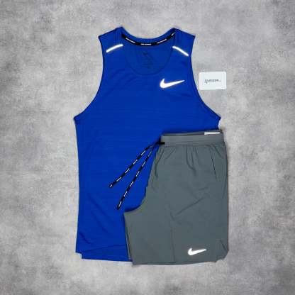 Miler Vest Royal Blue & Grey/Black Flex Stride Short Set-OSI