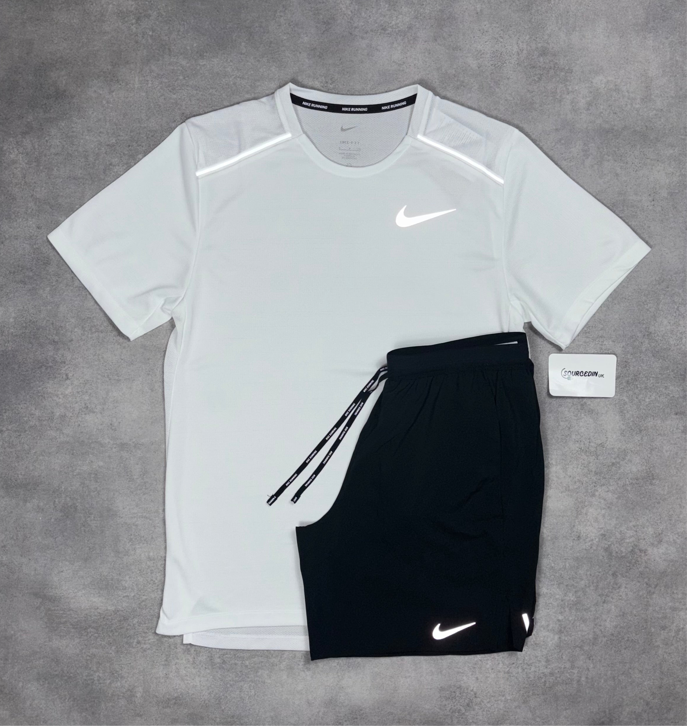 Miler T-Shirt Ice White & Black/Grey 7" Flex Stride Short Set-OSI