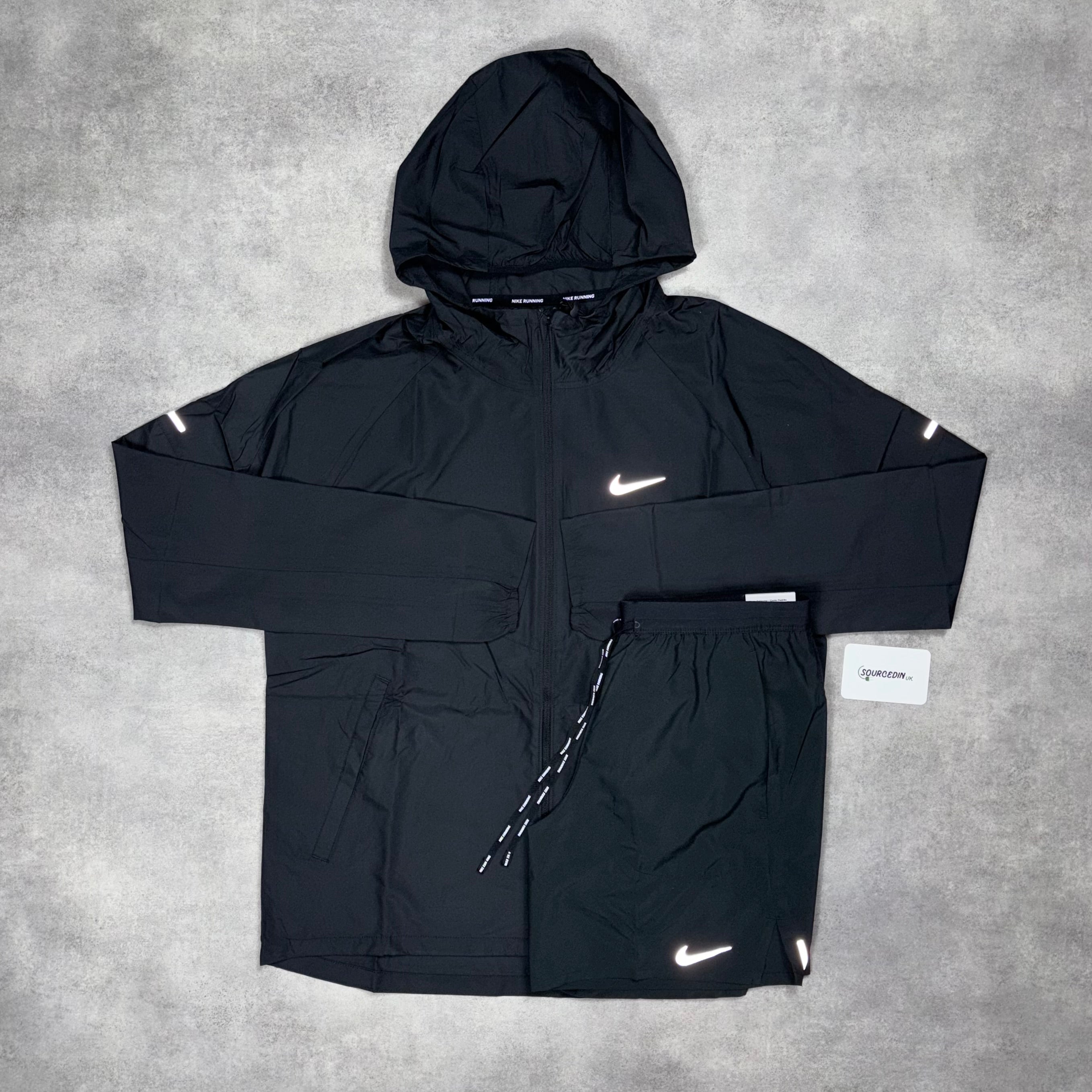 Repel Miler Windrunner Jacket & 7” Flex Stride Short Set Black-OSI