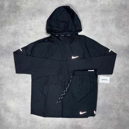 Repel Miler Windrunner Jacket & 7” Flex Stride Short Set Black-OSI