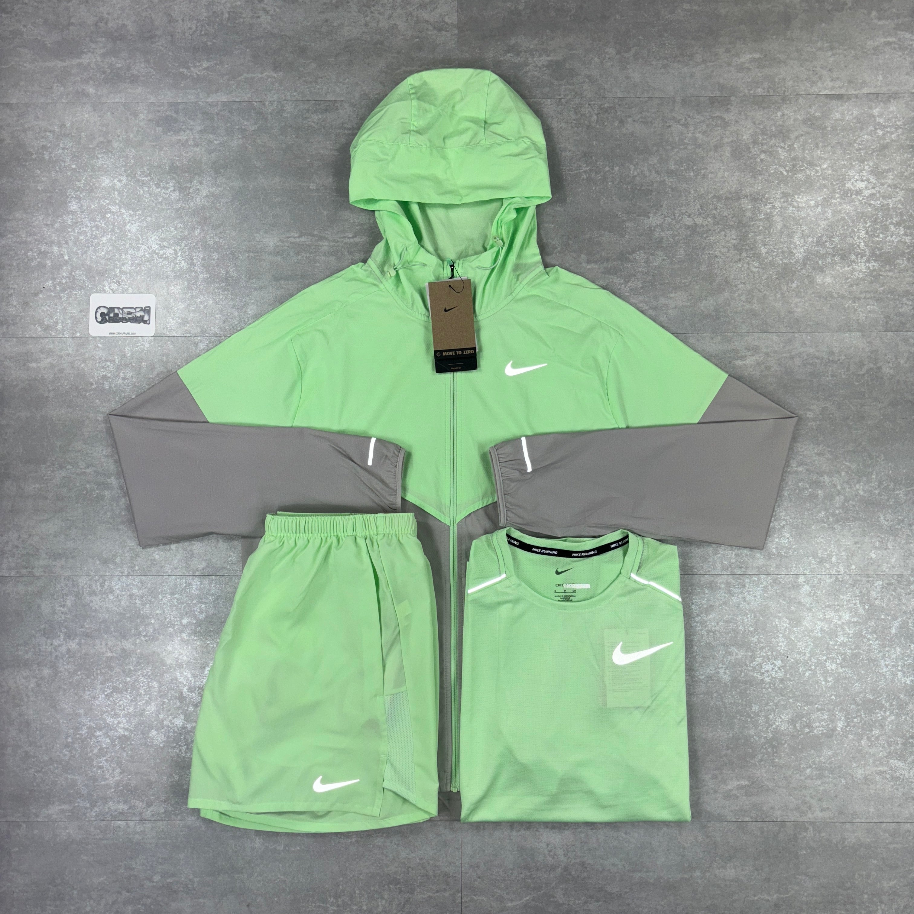 Vapour Green UV Windbreaker,  Miler T-Shirt &  Challenger Shorts Set-OSI