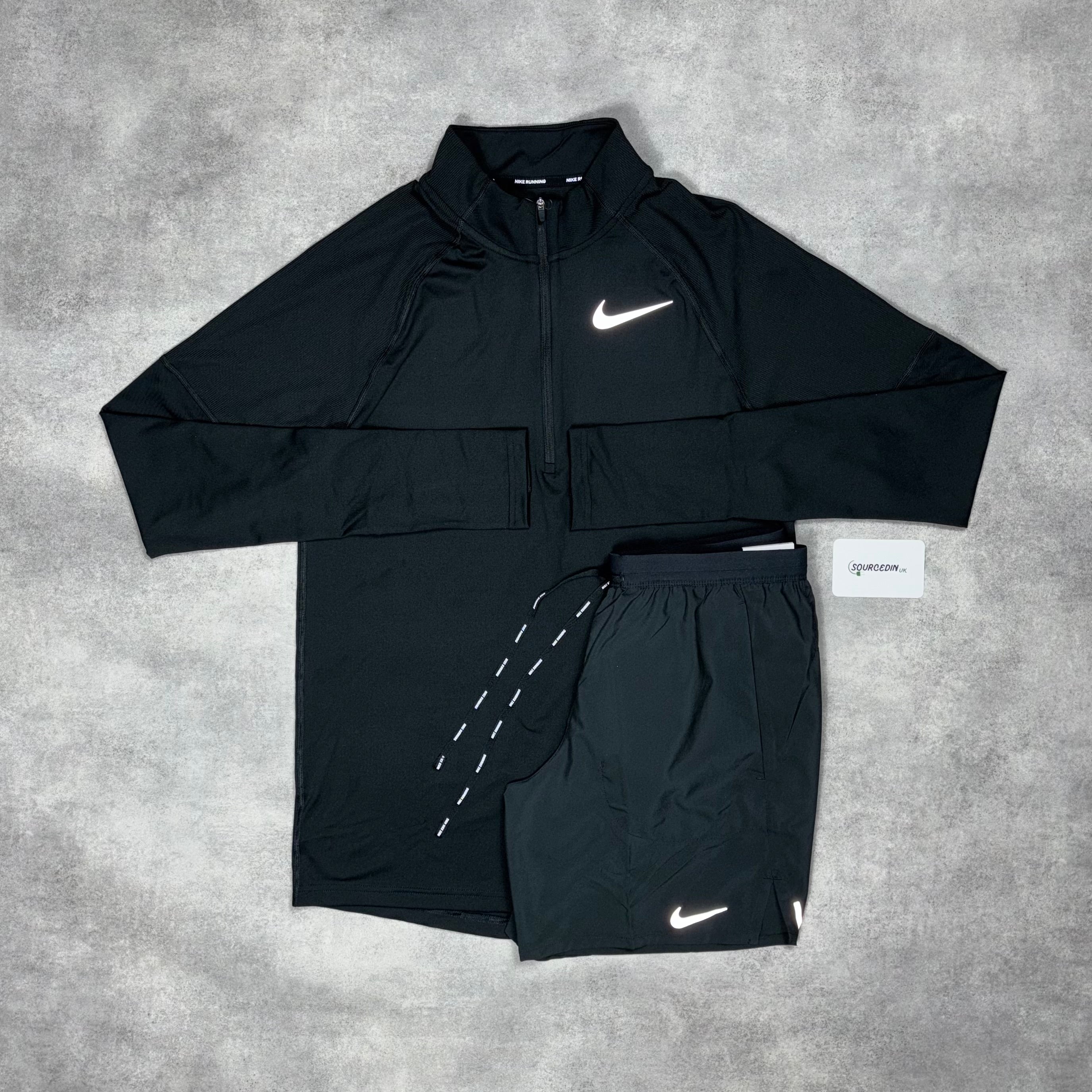 Element 1/4 Zip Black & Black 7" Flex/Challenger Short Set-OSI