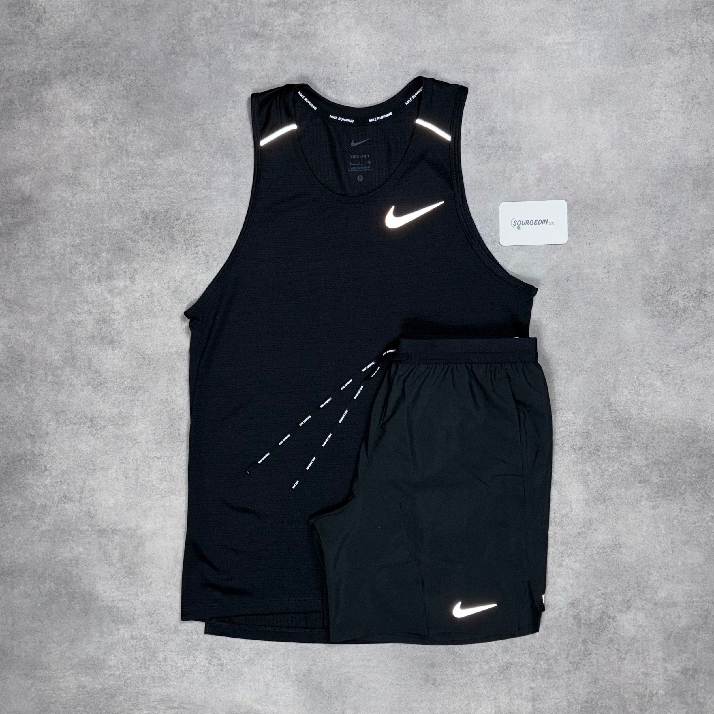 Miler Vest Black & Grey/Black Flex Stride Short Set-OSI