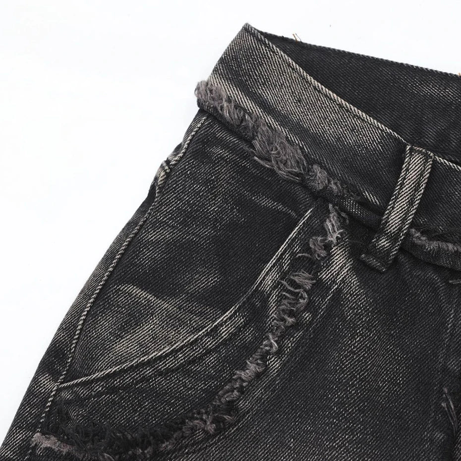 Crisscross Stitch Baggy Jeans-OSI