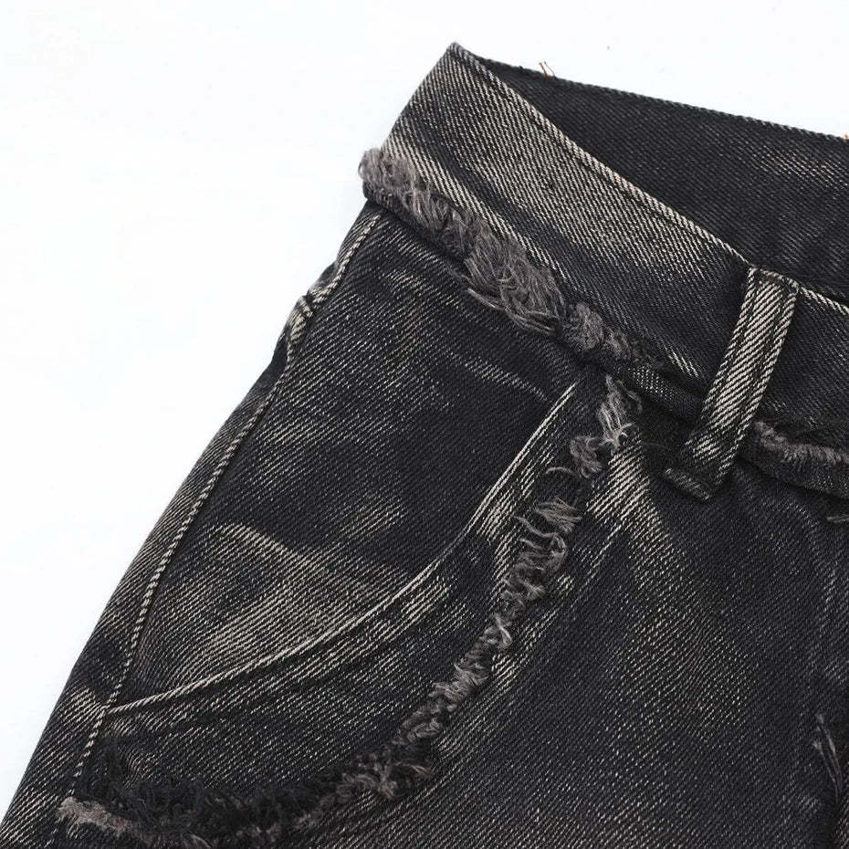 Crisscross Stitch Baggy Jeans-OSI