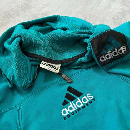 Equipment 1990s 1/4 zip heavyweight embroidered hoodie-OSI