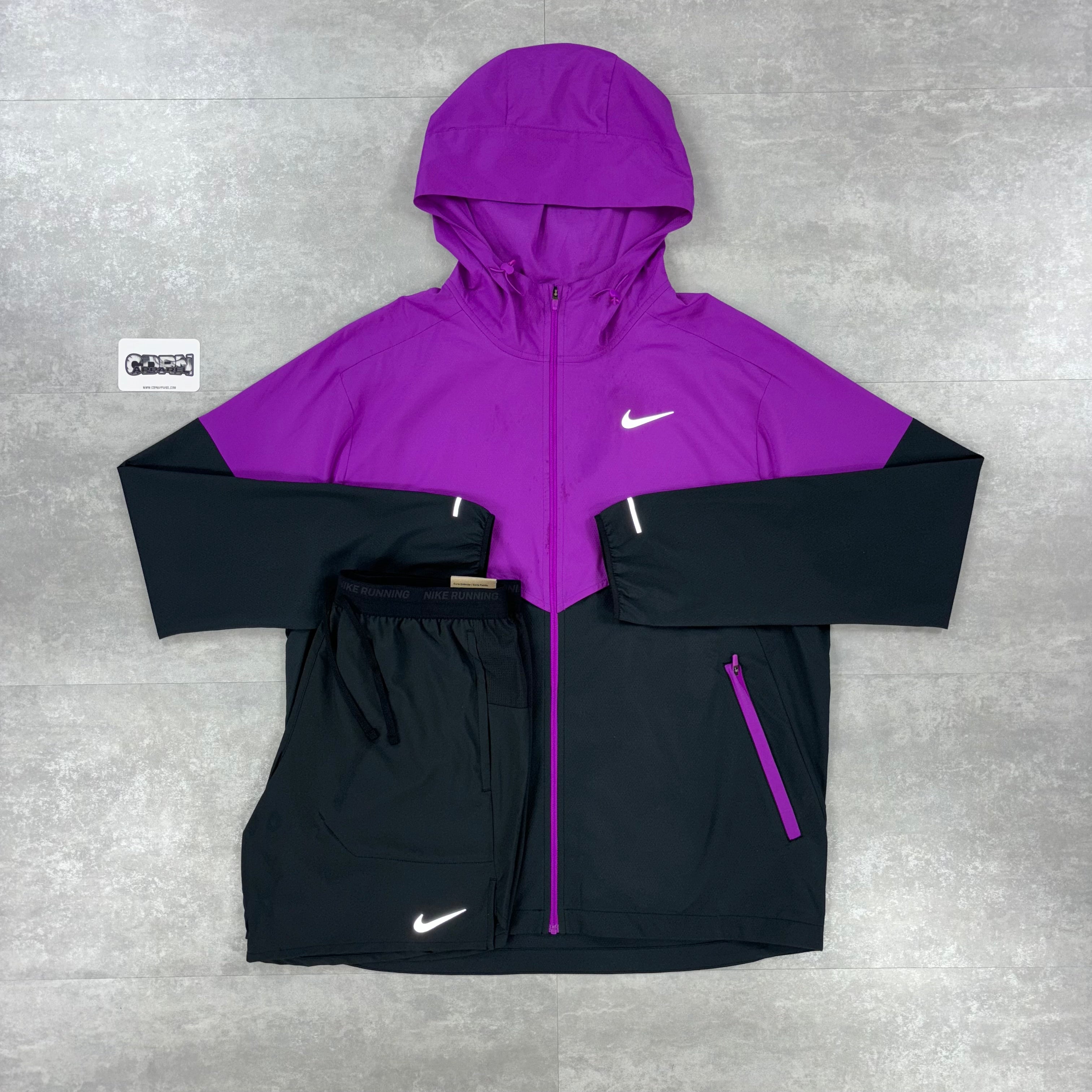 Vivid Purple UV Windbreaker & Black Flex Stride Shorts Set-OSI