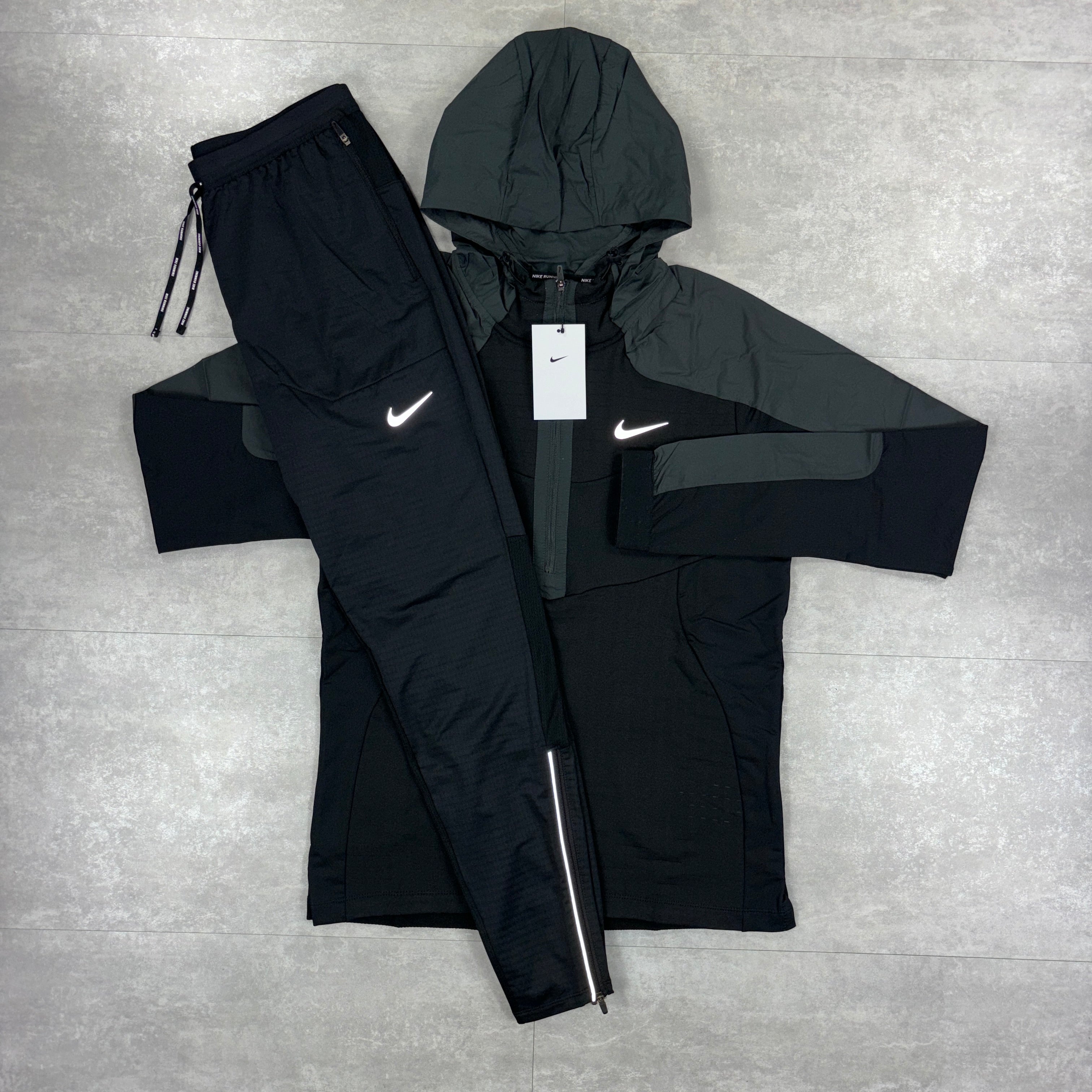 Black Performance 1/2 Zip Windbreaker & Black Phenom Pants Set-OSI