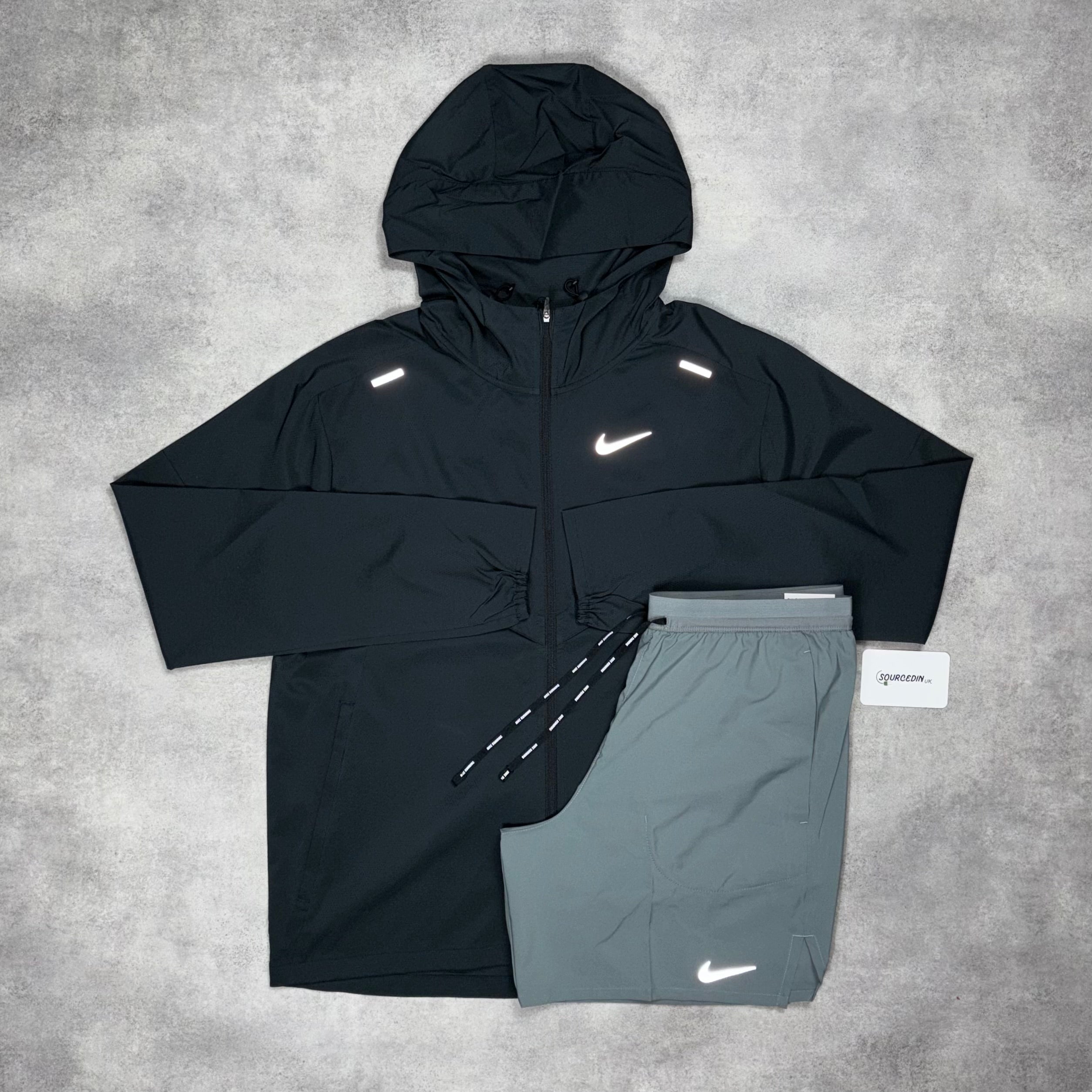Uv Windrunner Jacket Black & Black/Grey 7” Flex Stride Short Set-OSI