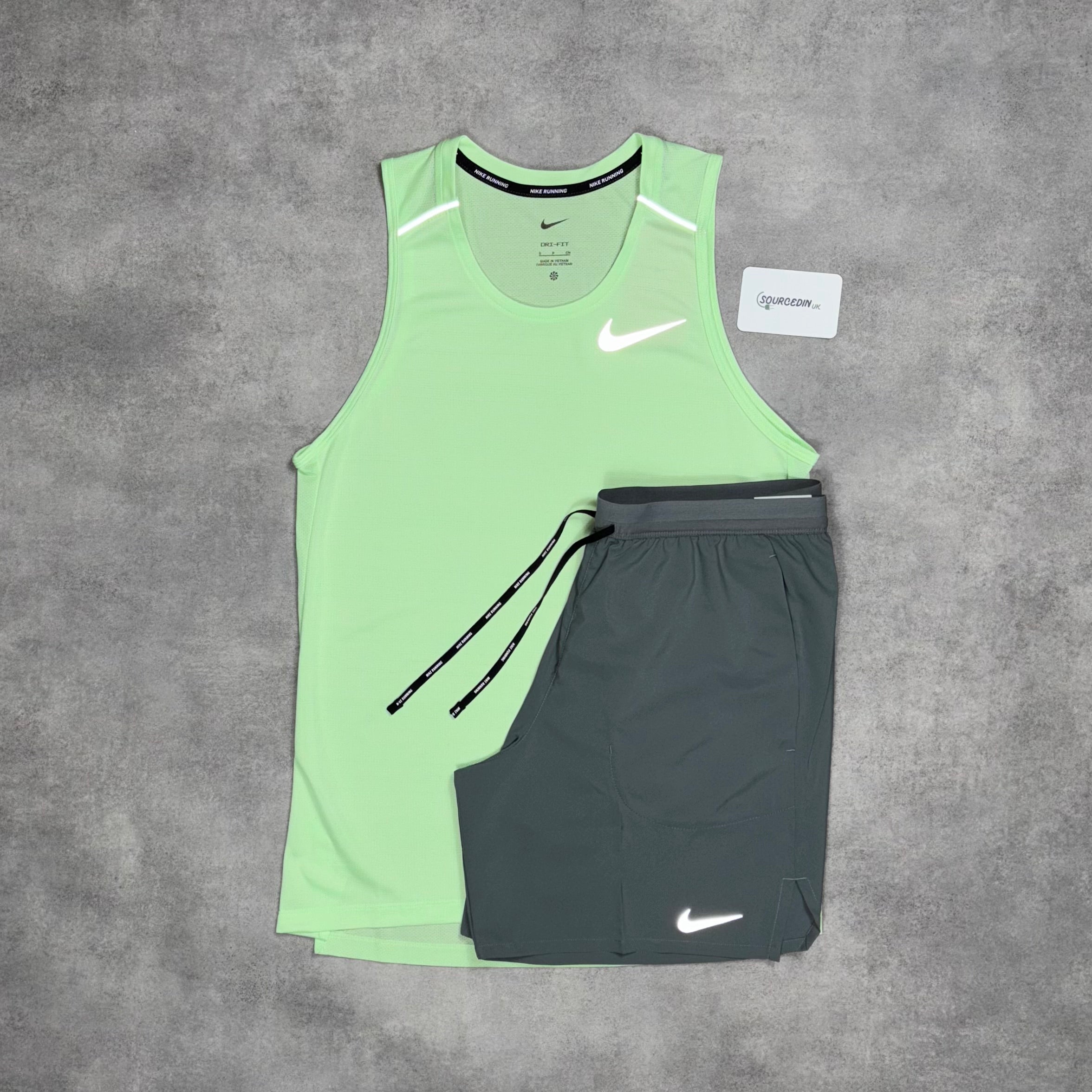 Miler Vest Vapour Green & Grey/Black Flex Stride Short Set-OSI
