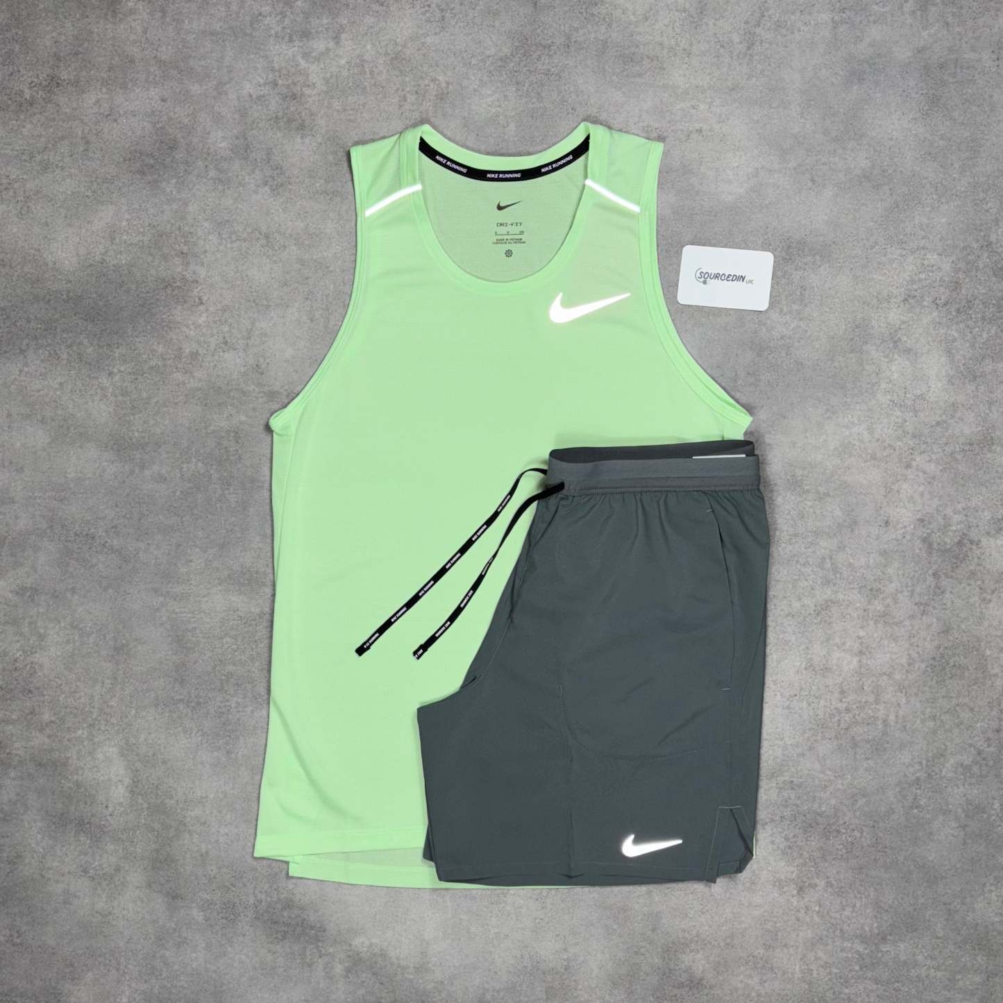 Miler Vest Vapour Green & Grey/Black Flex Stride Short Set-OSI