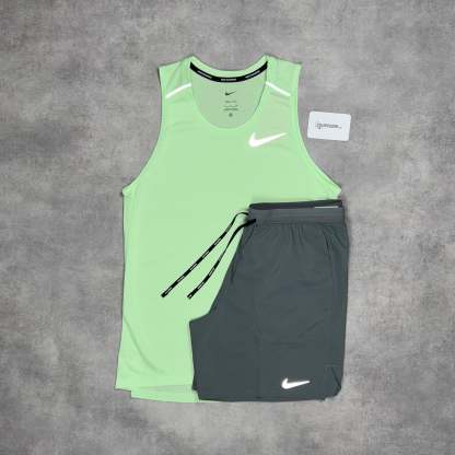 Miler Vest Vapour Green & Grey/Black Flex Stride Short Set-OSI