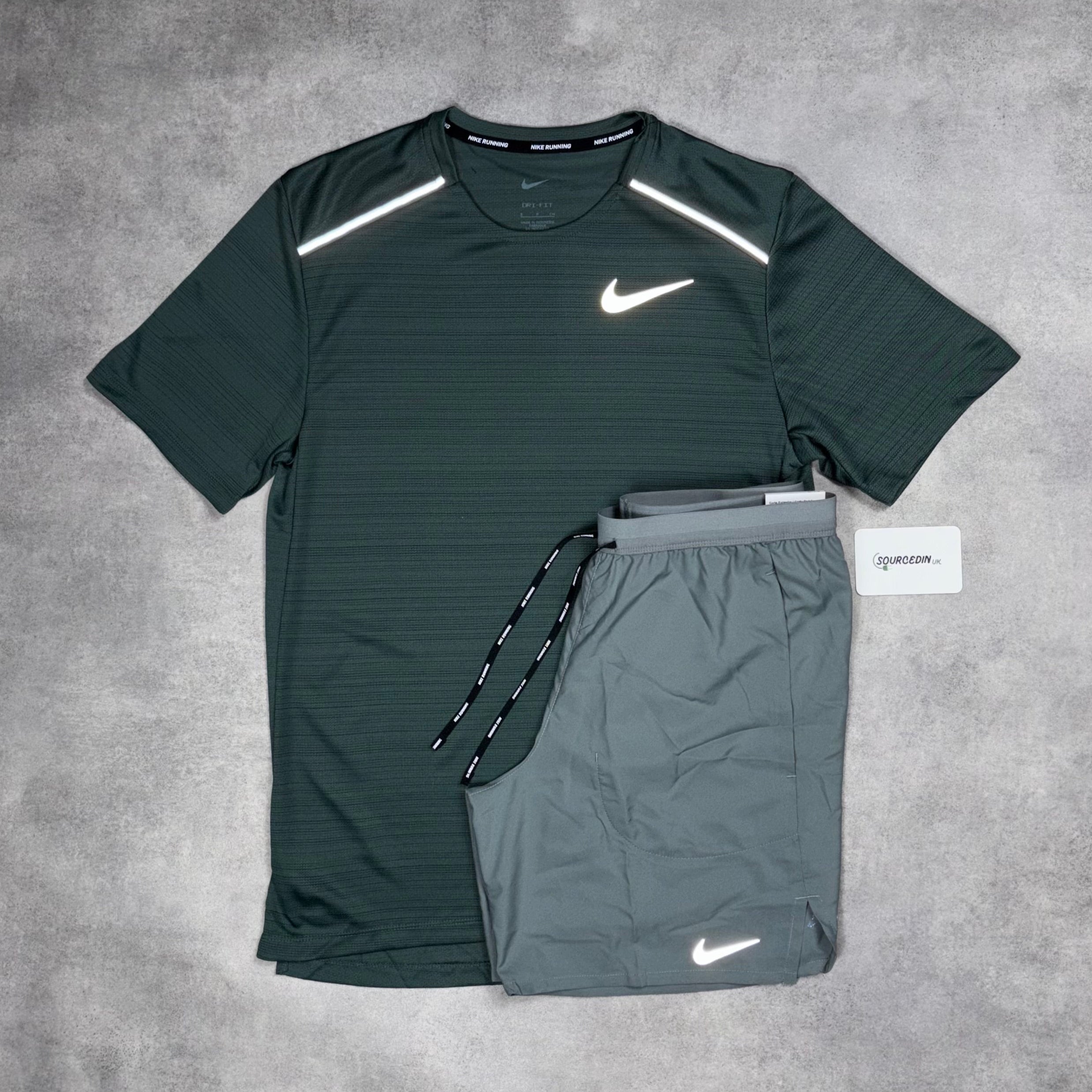 Miler T-Shirt Vintage Green & Grey/Black 7" Flex/Challenger Short Set-OSI