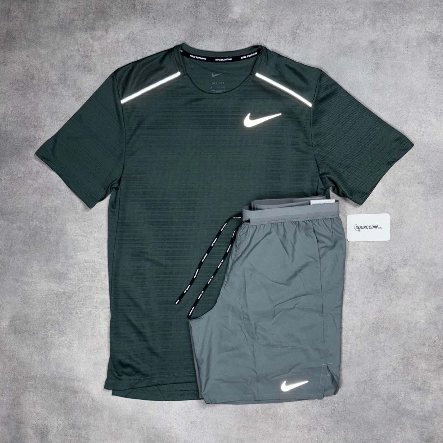 Miler T-Shirt Vintage Green & Grey/Black 7" Flex/Challenger Short Set-OSI