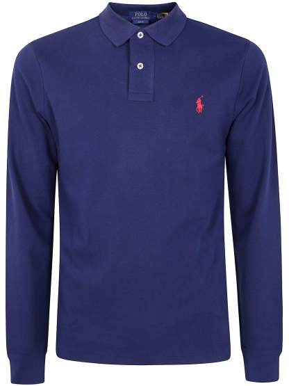 POLO  Men's Long Sleeve Knit Polo Shirt-OSI