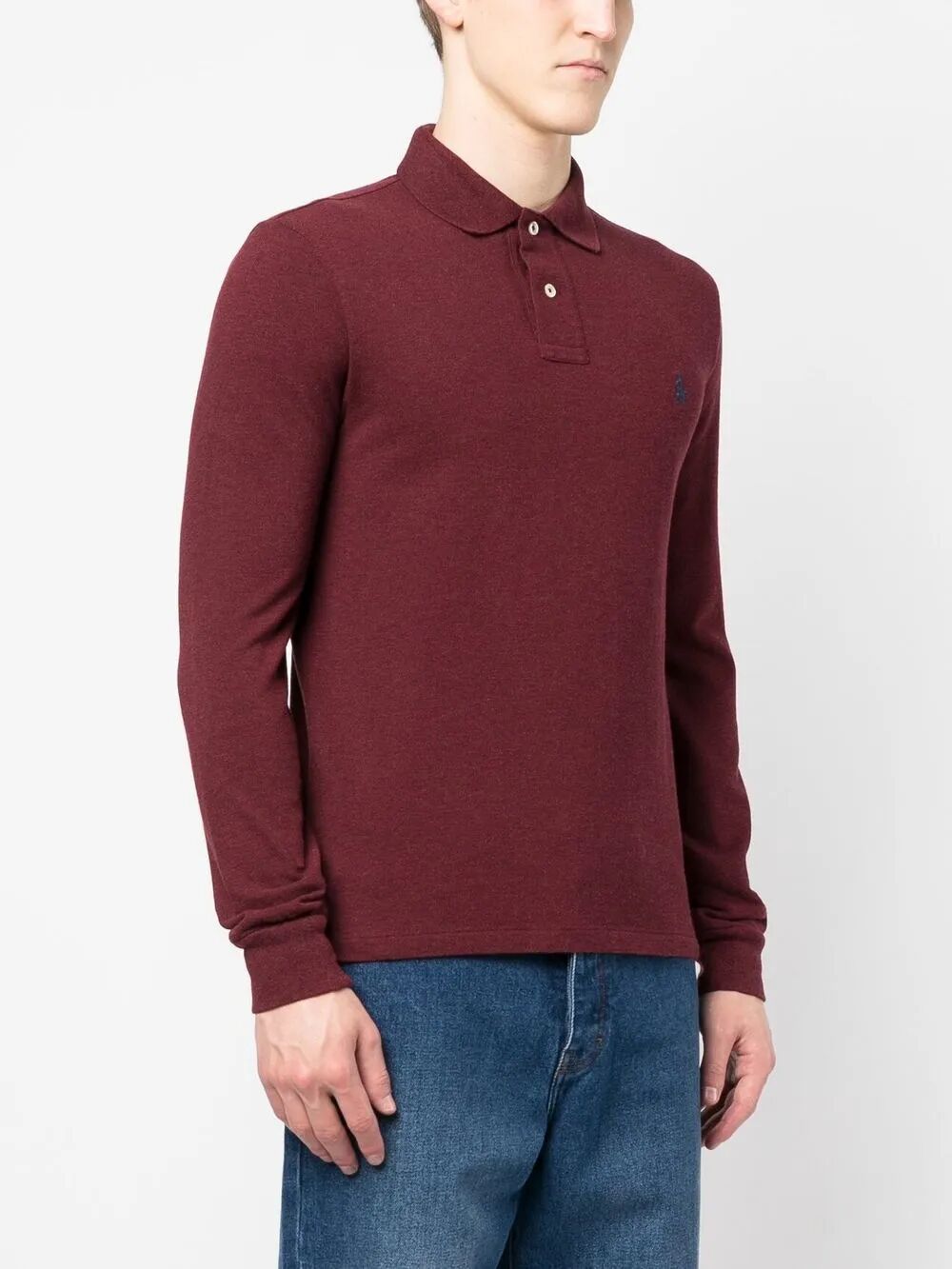 POLO  Long Sleeve Knit Polo Shirt for Men-OSI