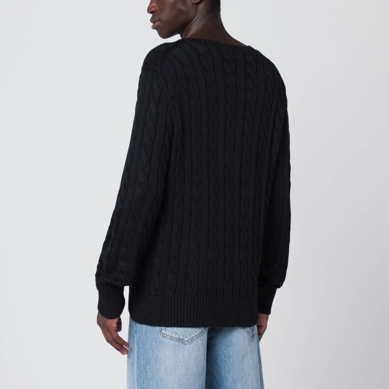 POLO  Men's Cable Knit Sweater - Black-OSI