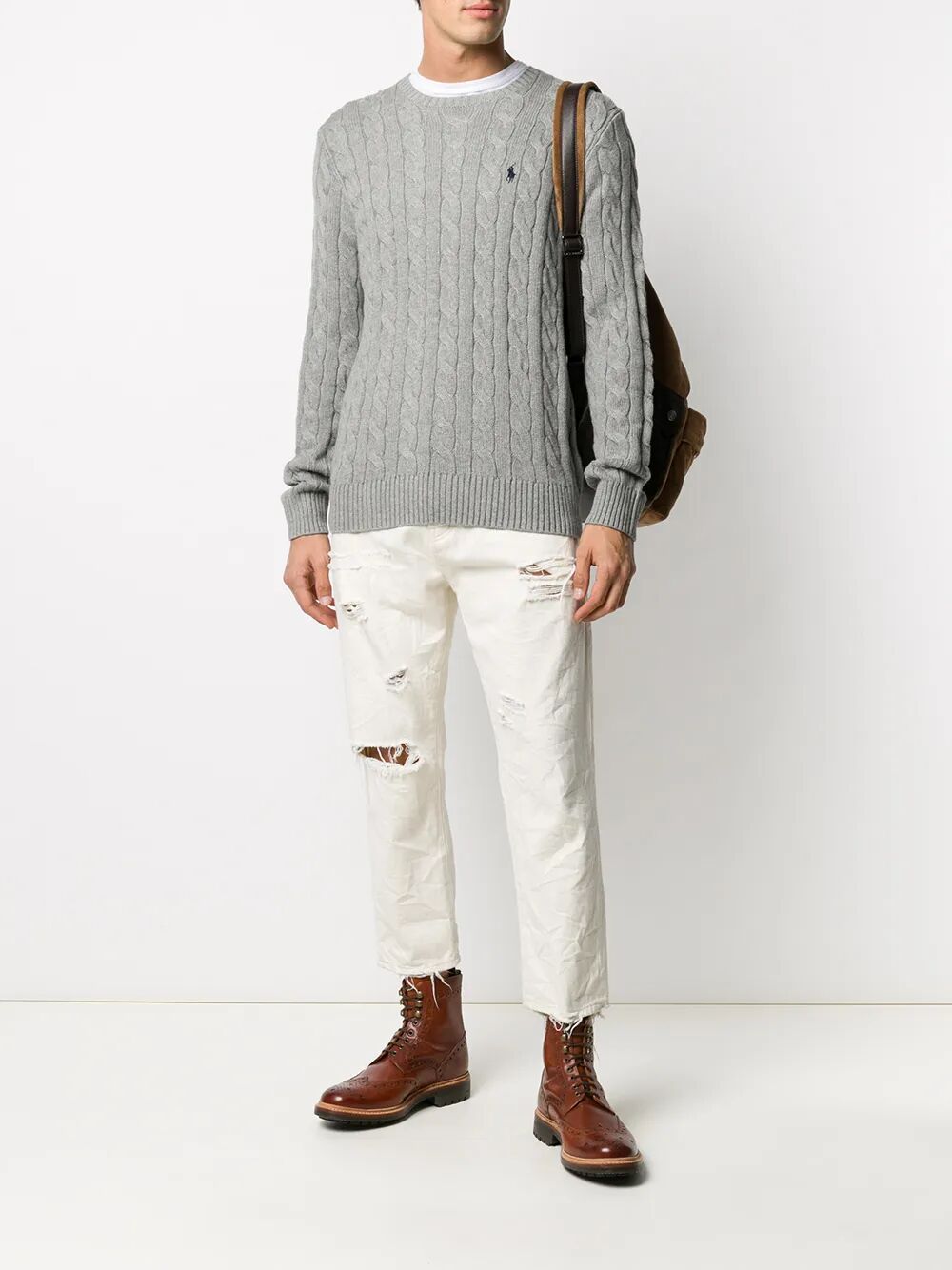 POLO  Men's Cable-Knit Cotton Jumper-OSI