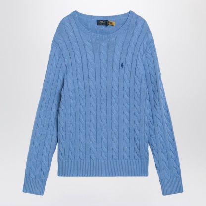 POLO  Cotton Cable-Knit Crewneck Jumper for Men-OSI