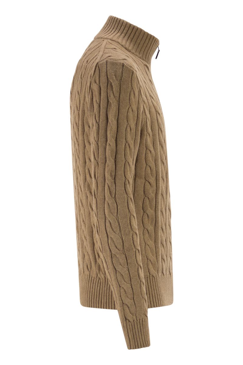 POLO  Chunky Cable Knit Jumper with Zip Fastening - Regular Fit-OSI