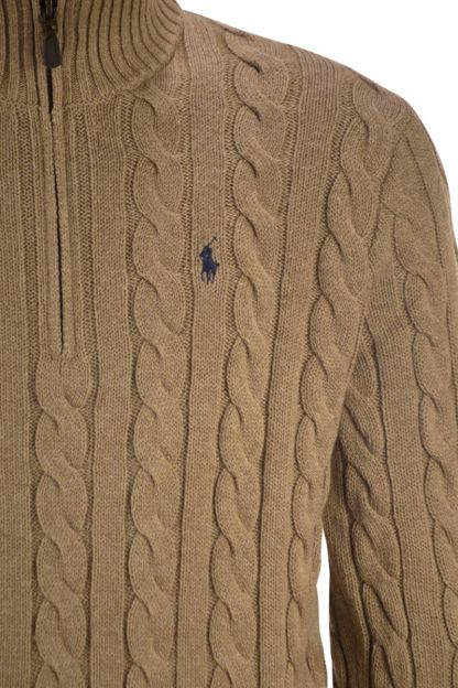 POLO  Chunky Cable Knit Jumper with Zip Fastening - Regular Fit-OSI