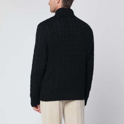 POLO  Men's Cableknit Sweater with Half-Zip Front-OSI