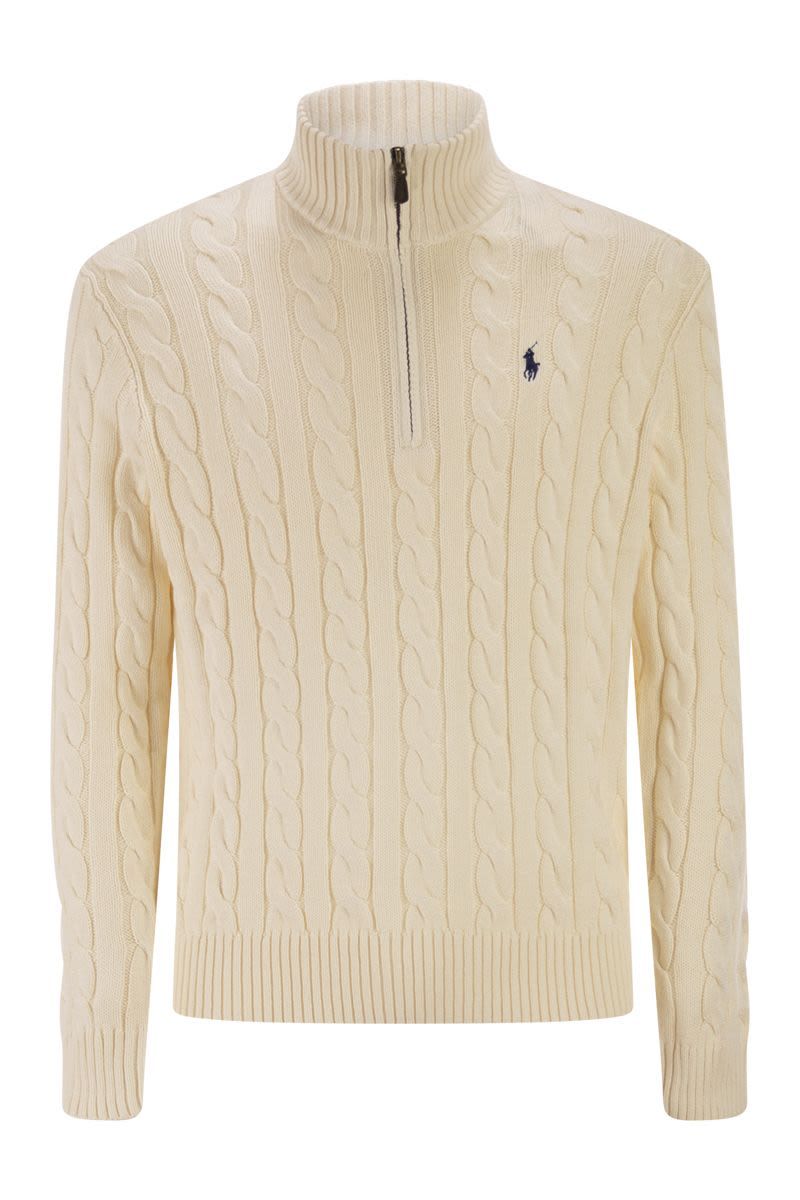 POLO  Chunky Cable Knit Jumper with Zip Fastening - Regular Fit-OSI