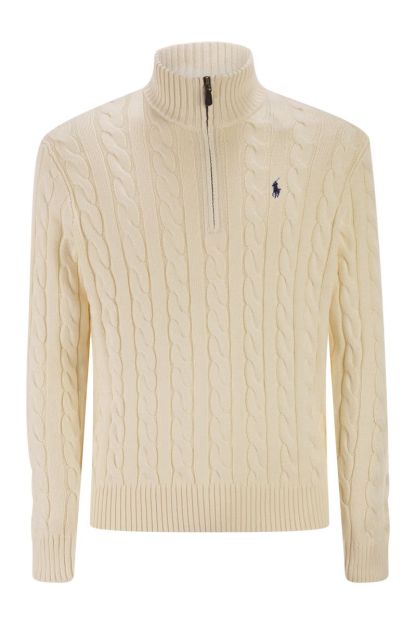 POLO  Chunky Cable Knit Jumper with Zip Fastening - Regular Fit-OSI