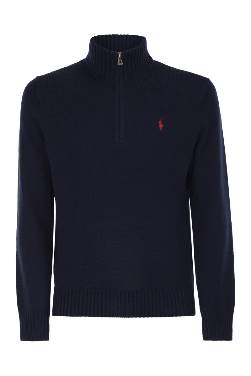 POLO  Classic Cotton Turtleneck Jumper with Zip Fastening-OSI