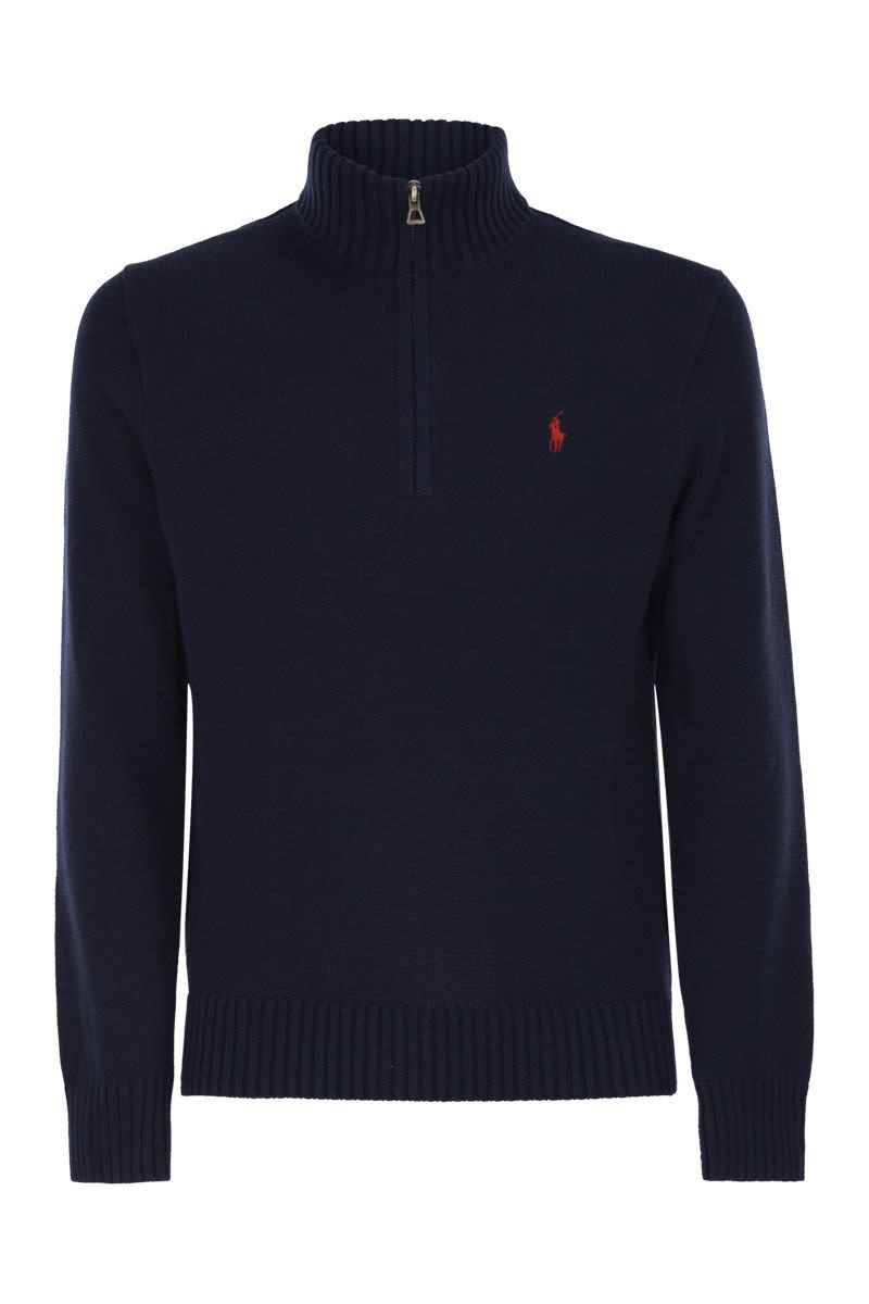 POLO  Classic Cotton Turtleneck Jumper with Zip Fastening-OSI