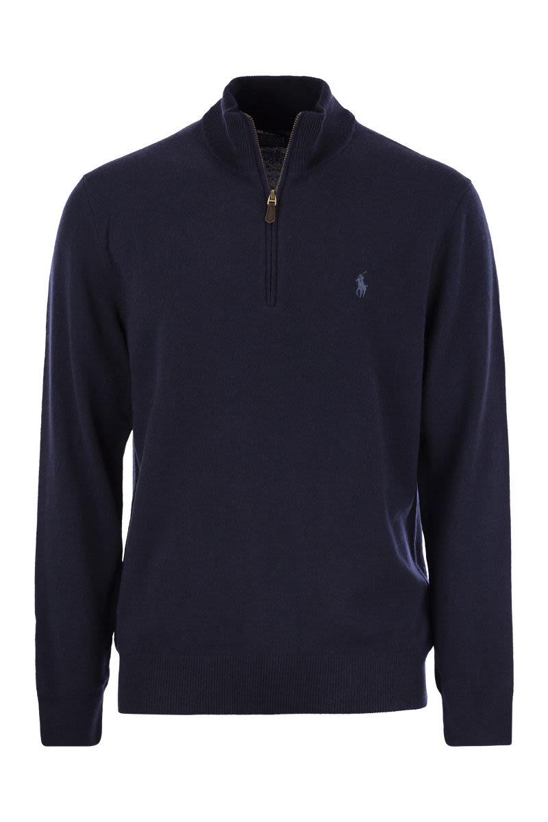 POLO  Wool Pullover with Half Zip for Men-OSI
