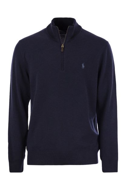 POLO  Wool Pullover with Half Zip for Men-OSI