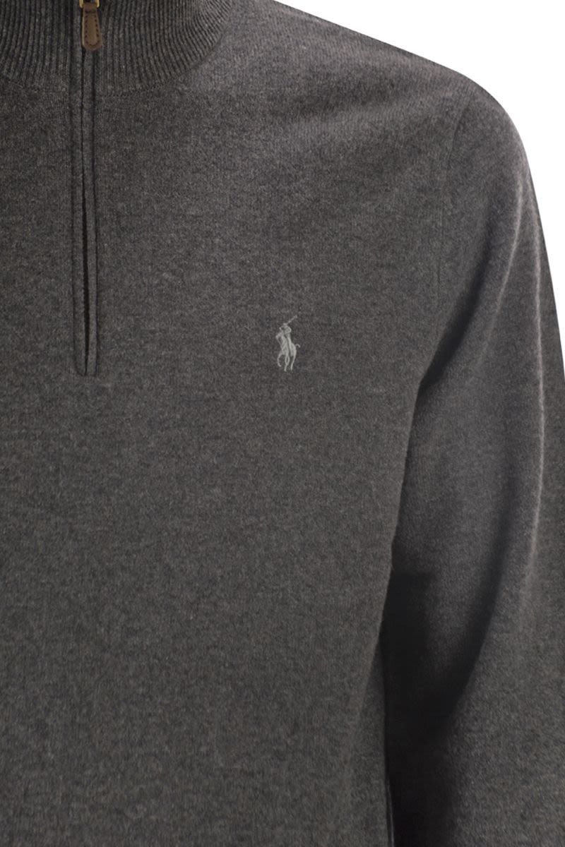 POLO  Men's Wool Pullover with Half Zip-OSI