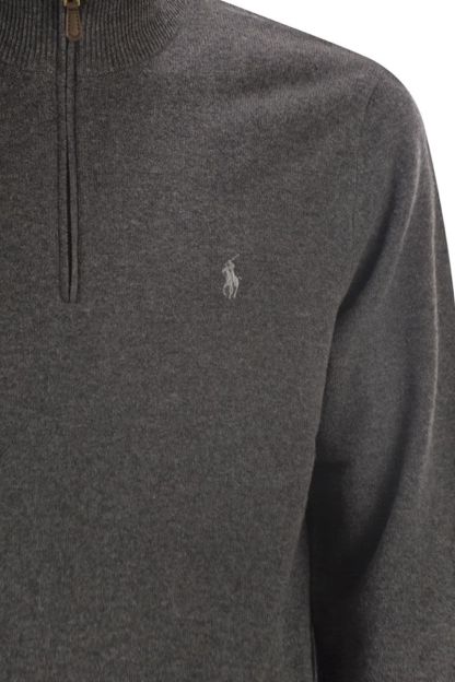 POLO  Men's Wool Pullover with Half Zip-OSI