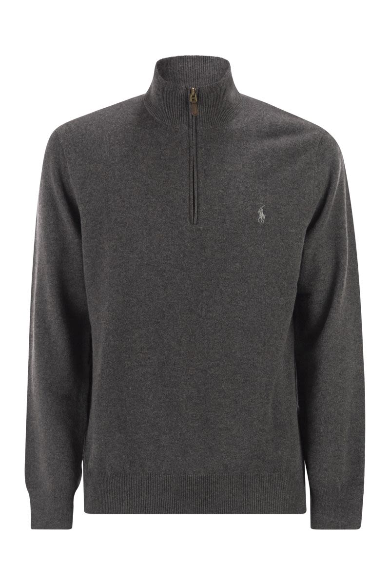 POLO  Men's Wool Pullover with Half Zip-OSI
