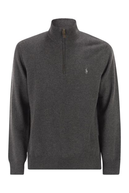 POLO  Men's Wool Pullover with Half Zip-OSI