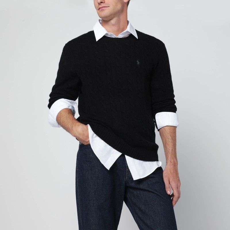 POLO  Cable-Knit Cashmere Crewneck Sweater - Men's Size-OSI