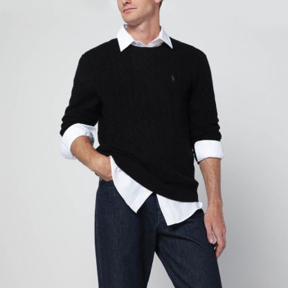 POLO  Cable-Knit Cashmere Crewneck Sweater - Men's Size-OSI