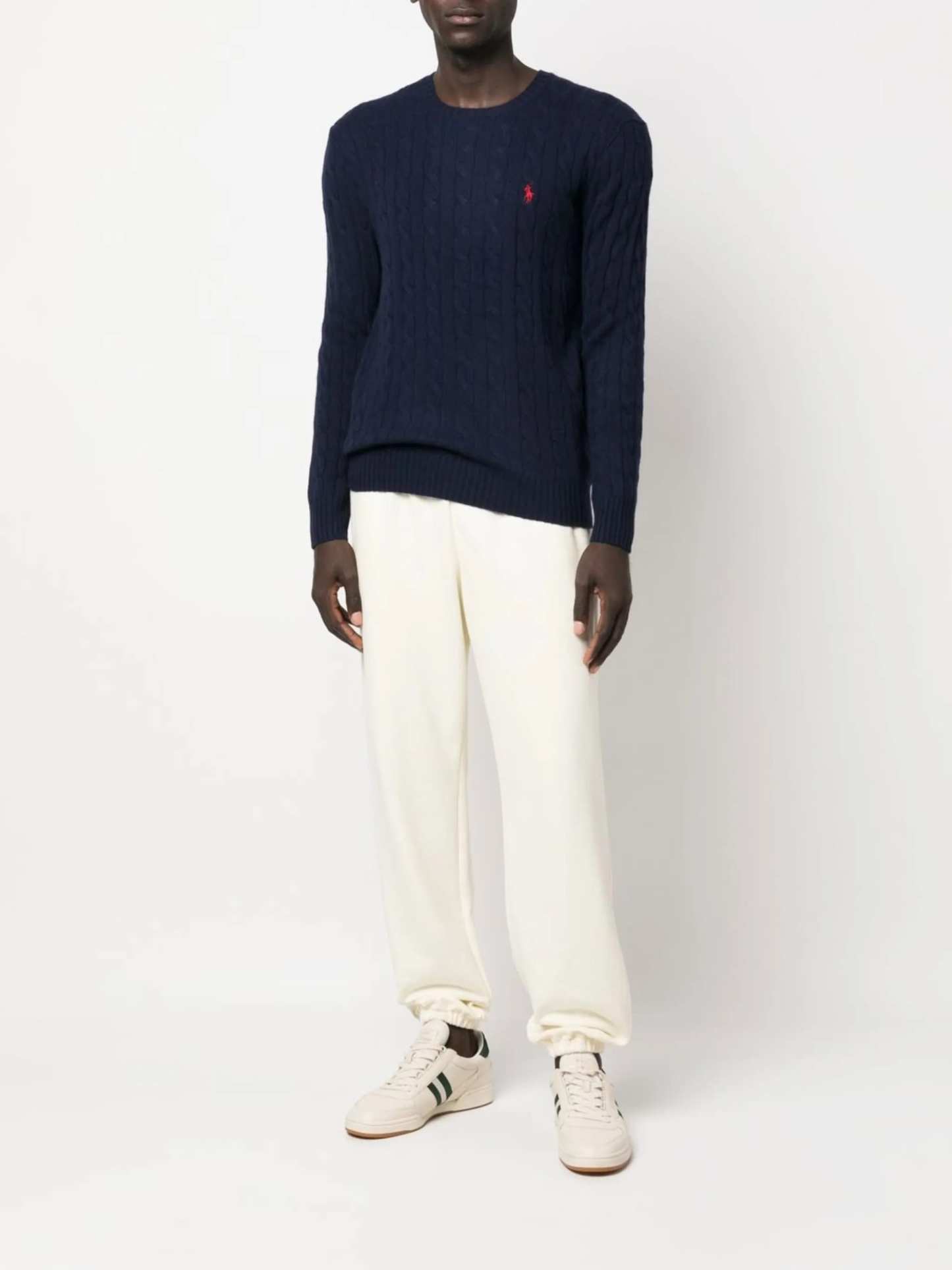 POLO  Men's Regular Fit Cable Wool and Cashmere Sweater-OSI