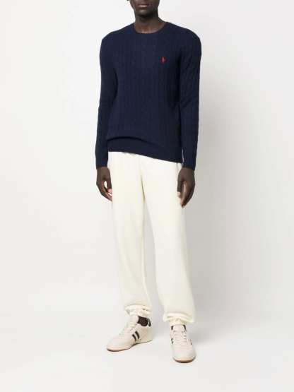 POLO  Men's Regular Fit Cable Wool and Cashmere Sweater-OSI