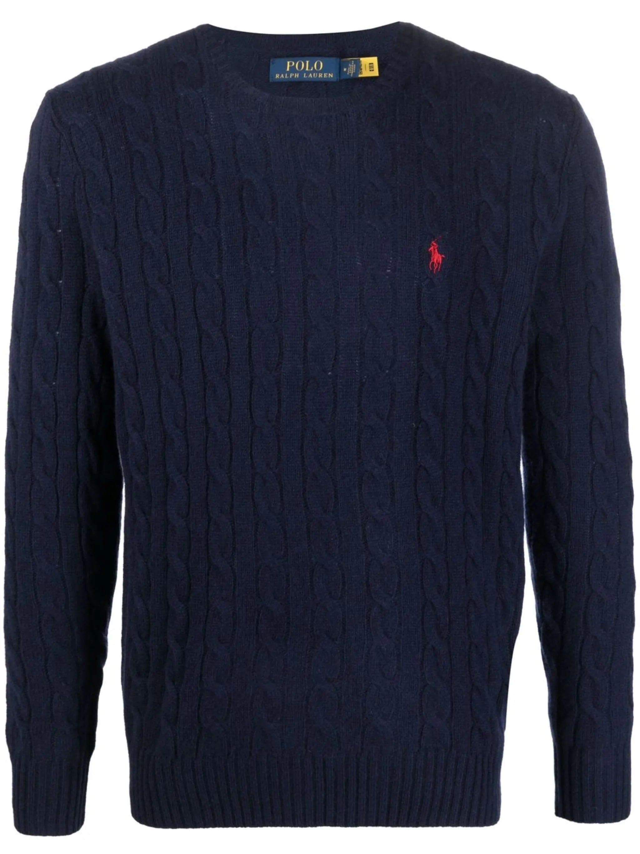POLO  Men's Regular Fit Cable Wool and Cashmere Sweater-OSI